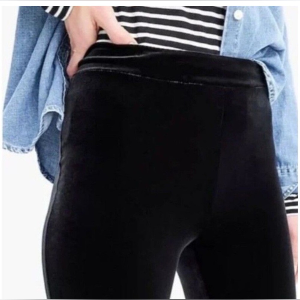 J. Crew Velvet Black Stretch Leggings Size Medium - Picture 4 of 7